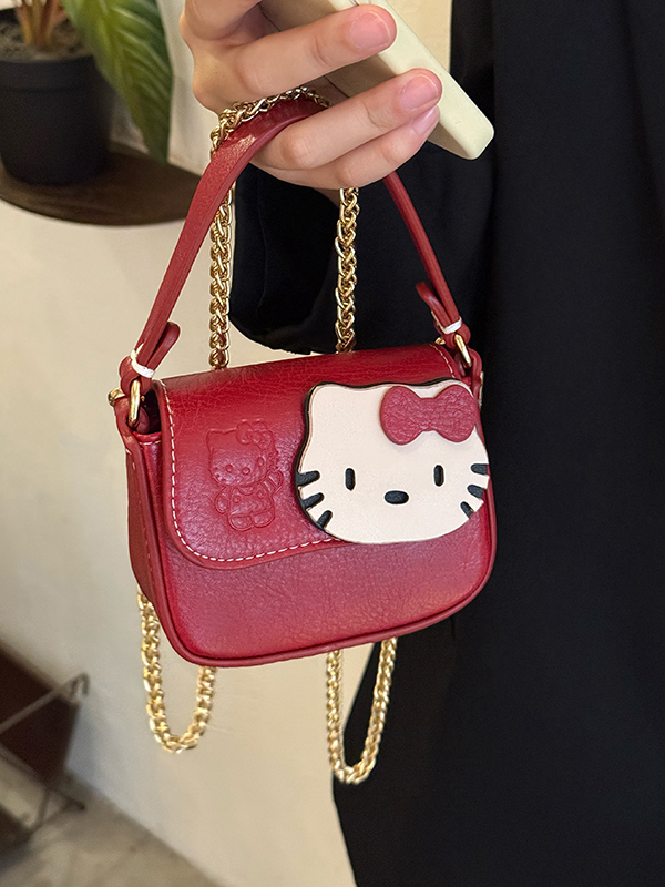 Cute Japanese-Style Hello Kitty Red Square Handbag - Small Crossbody Commuting Coin Purse for Y2K Fashion Lovers Cute Japanese-Style Hello Kitty Red Square Handbag - Small Crossbody Commuting Coin Purse for Y2K Fashion Lovers