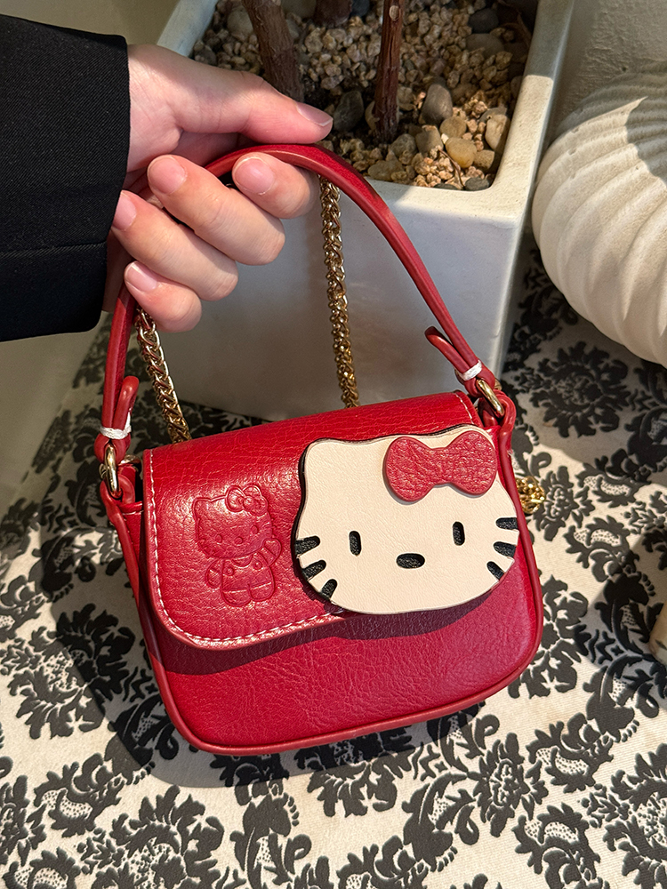 Cute Japanese-Style Hello Kitty Red Square Handbag - Small Crossbody Commuting Coin Purse for Y2K Fashion Lovers Cute Japanese-Style Hello Kitty Red Square Handbag - Small Crossbody Commuting Coin Purse for Y2K Fashion Lovers