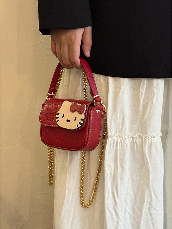 Cute Japanese-Style Hello Kitty Red Square Handbag - Small Crossbody Commuting Coin Purse for Y2K Fashion Lovers Cute Japanese-Style Hello Kitty Red Square Handbag - Small Crossbody Commuting Coin Purse for Y2K Fashion Lovers