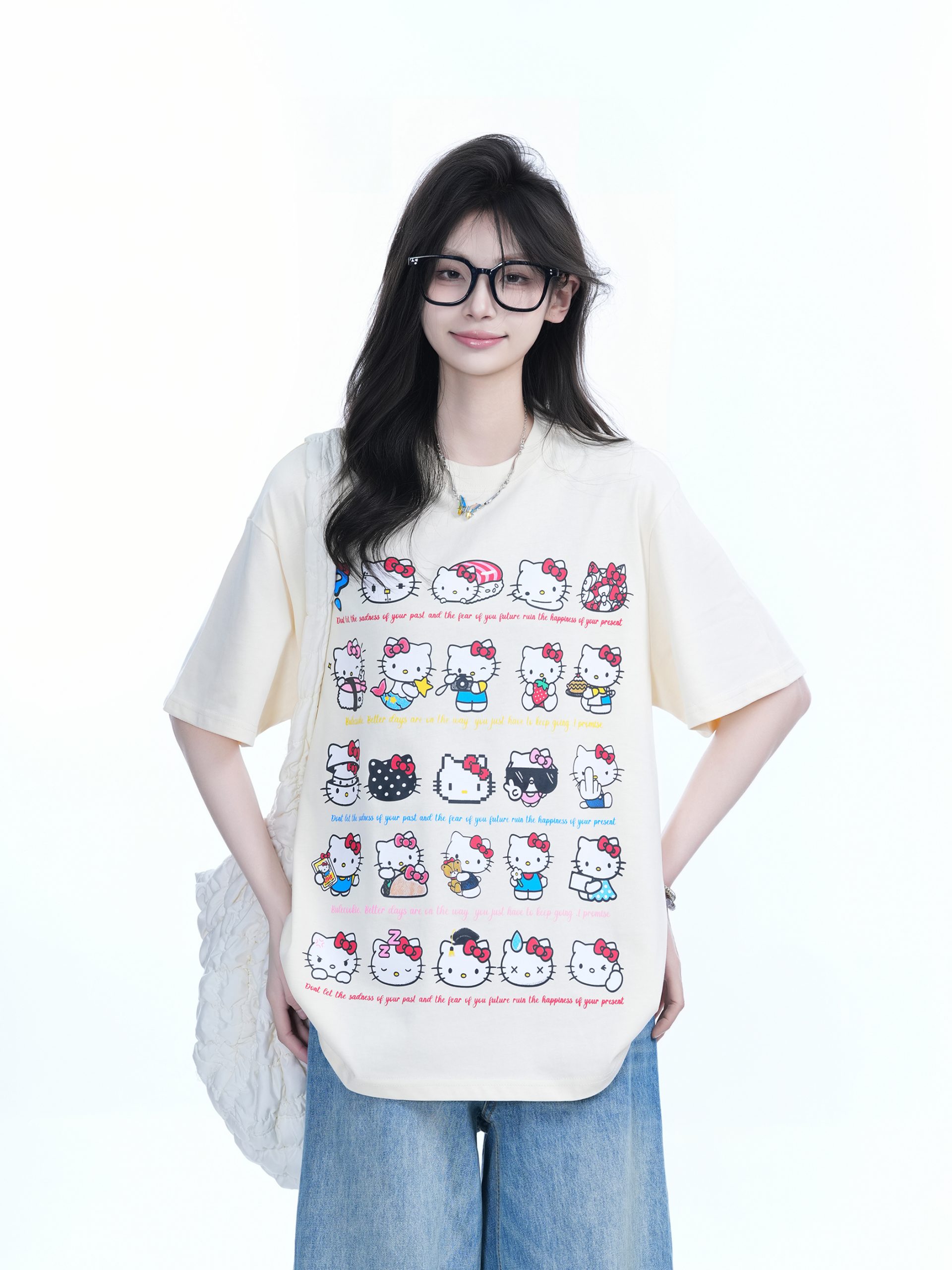 Cute Kitty Cat Graphic Black Short Sleeve T-Shirt for Women - Summer Heavy Loose Fit, Casual Style, Perfect for Y2K Fashion Cute Kitty Cat Graphic Black Short Sleeve T-Shirt for Women - Summer Heavy Loose Fit, Casual Style, Perfect for Y2K Fashion