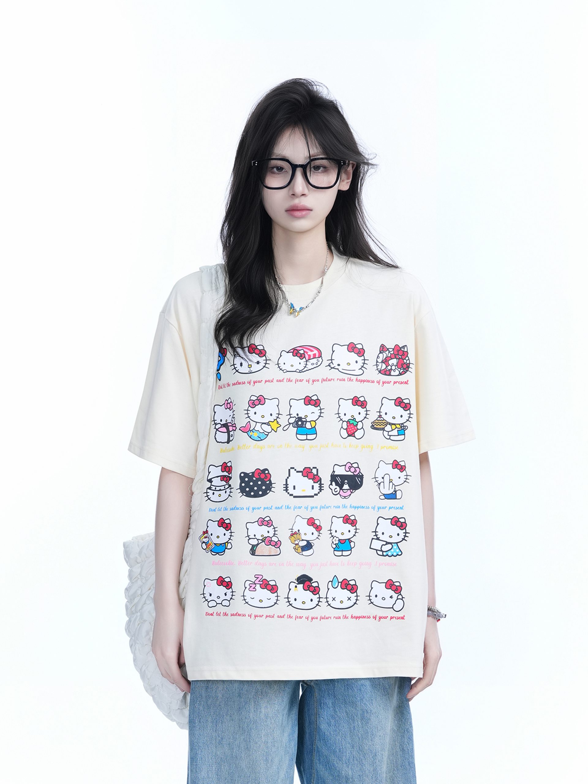 Cute Kitty Cat Graphic Black Short Sleeve T-Shirt for Women - Summer Heavy Loose Fit, Casual Style, Perfect for Y2K Fashion Cute Kitty Cat Graphic Black Short Sleeve T-Shirt for Women - Summer Heavy Loose Fit, Casual Style, Perfect for Y2K Fashion