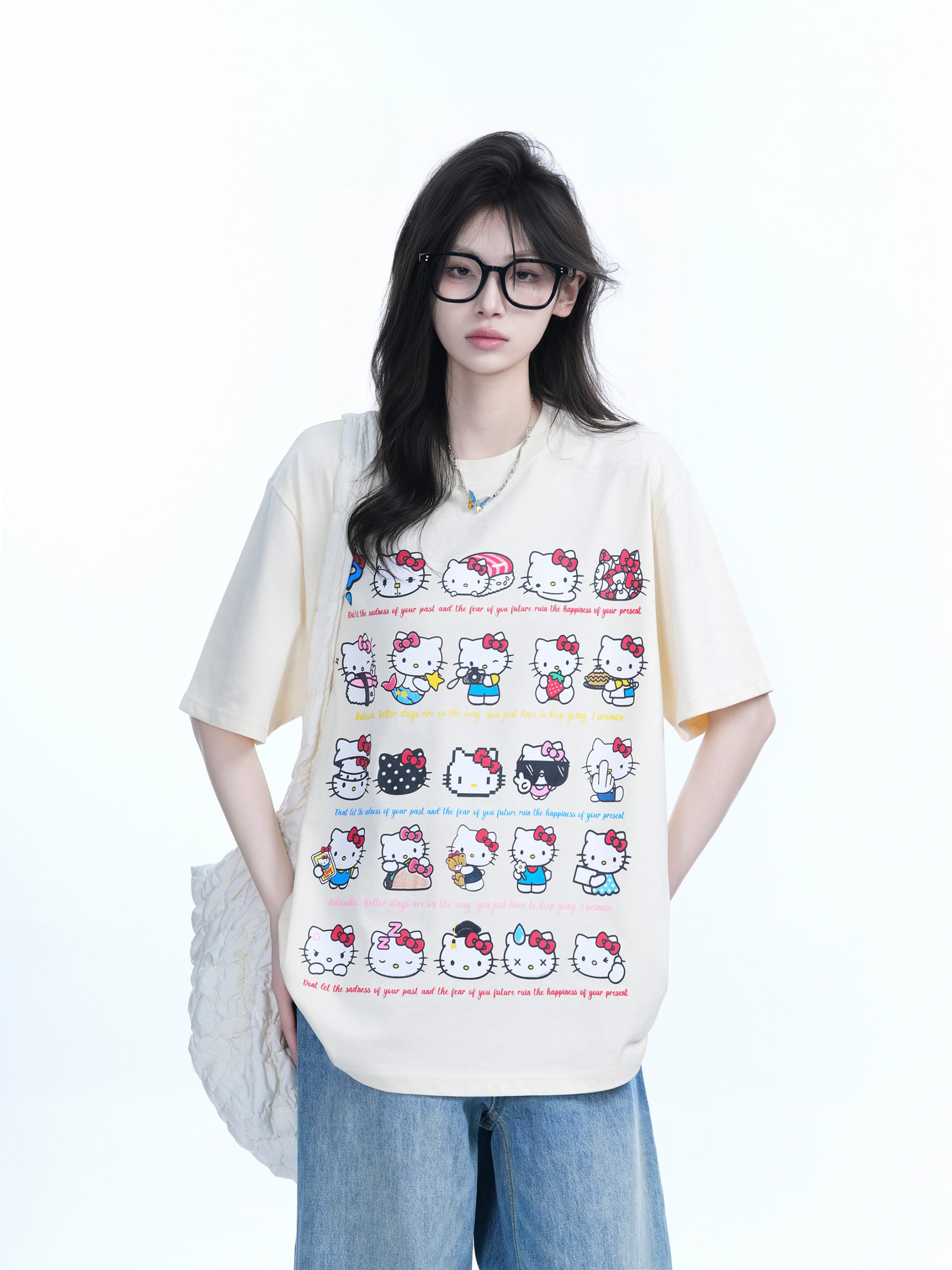 Cute Kitty Cat Graphic Black Short Sleeve T-Shirt for Women - Summer Heavy Loose Fit, Casual Style, Perfect for Y2K Fashion Cute Kitty Cat Graphic Black Short Sleeve T-Shirt for Women - Summer Heavy Loose Fit, Casual Style, Perfect for Y2K Fashion