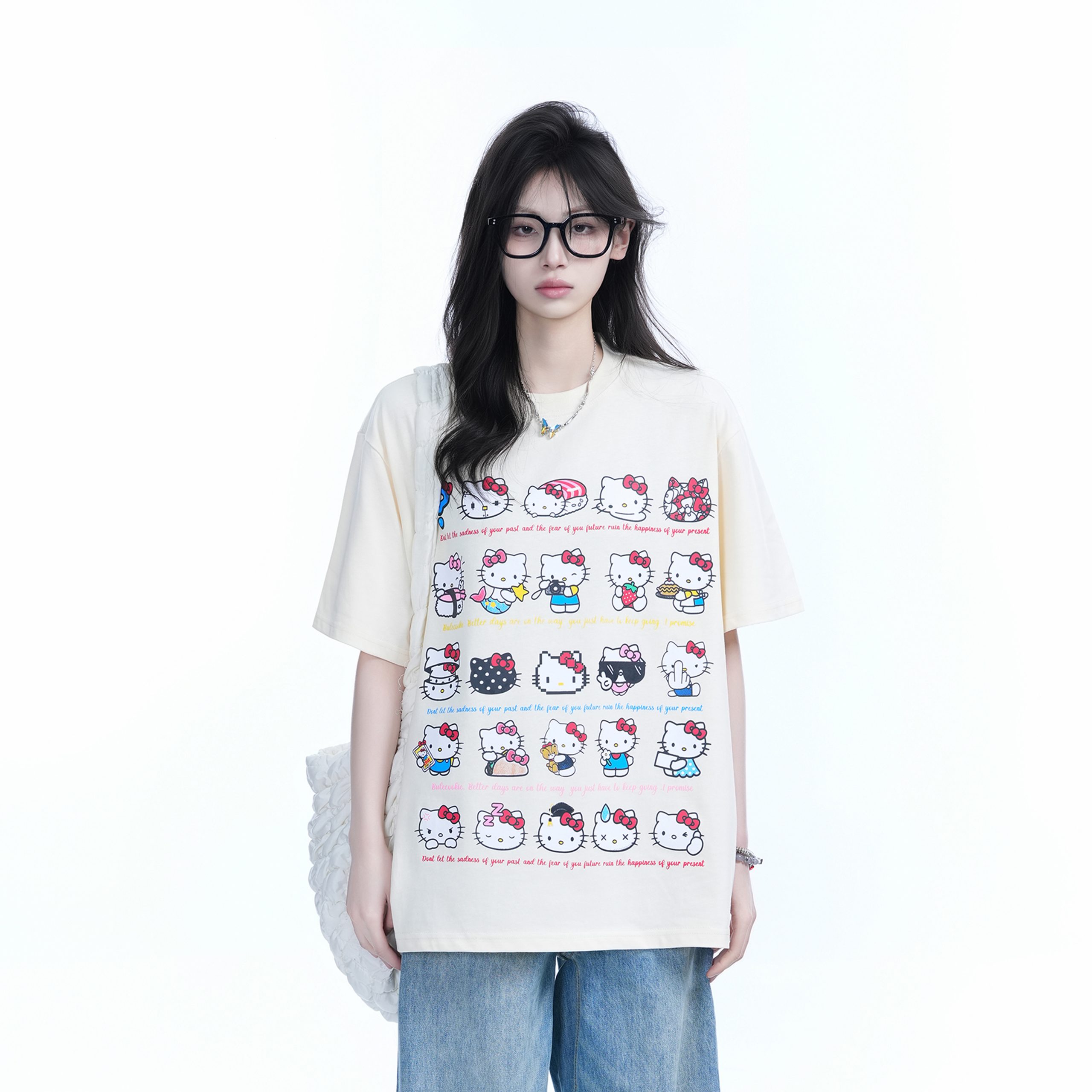 Cute Kitty Cat Graphic Black Short Sleeve T-Shirt for Women - Summer Heavy Loose Fit, Casual Style, Perfect for Y2K Fashion Cute Kitty Cat Graphic Black Short Sleeve T-Shirt for Women - Summer Heavy Loose Fit, Casual Style, Perfect for Y2K Fashion