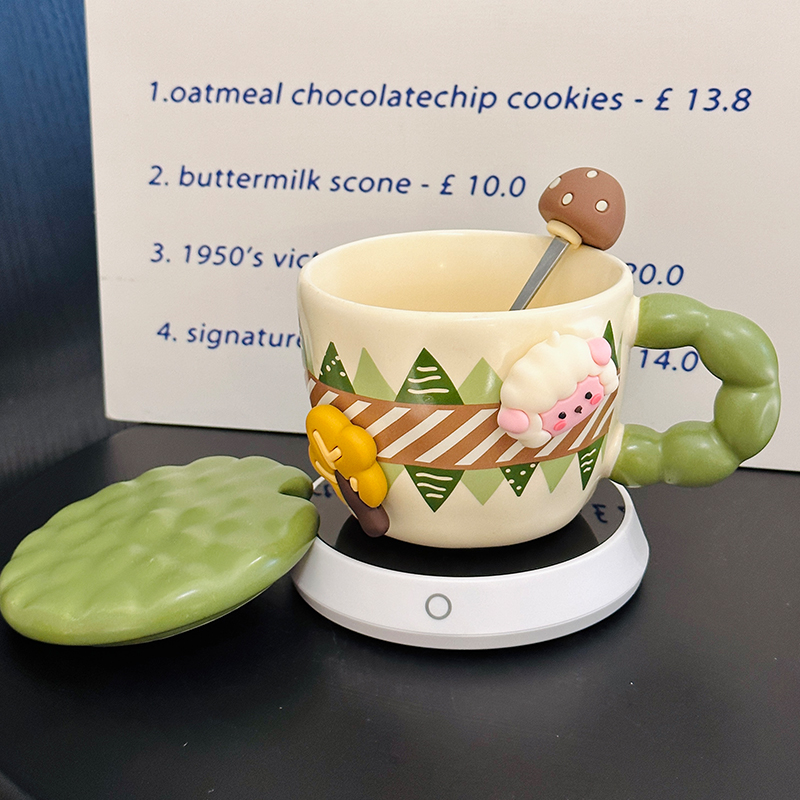 Cute Little Sheep Ceramic Mug with Lid and Spoon - Creative Niche Coffee Mug for Girls, Perfect for Home and Office Use Cute Little Sheep Ceramic Mug with Lid and Spoon - Creative Niche Coffee Mug for Girls, Perfect for Home and Office Use