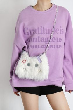 Cute Long-Haired Kitten Plush Crossbody Bag for Girls - Soft Mini Phone Bag, Adorable Animal Design, Perfect for Daily Use