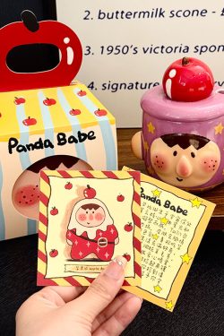 Cute Quirky Apple Ceramic Mug with Lid and Spoon – Fun Water Cup for Girls, Perfect Birthday Gift, High-Value Design