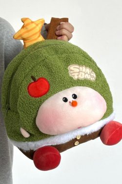 Cute Soft Cartoon Plush Backpack for Women, Lightweight Commuter Travel Book Bag, Niche Wish Tree Design