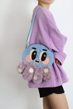 Cute Soft Plush Octopus Crossbody Bag - Fashionable Compact Underarm Bag in Korean Style, Versatile for Everyday Use