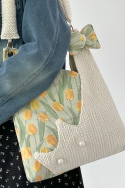 Cute Tulip Crossbody Bag for Women - Fresh Niche Design, Large Capacity Shoulder Tote, Trendy 2025 Style