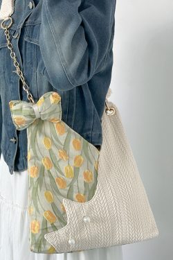 Cute Tulip Crossbody Bag for Women - Fresh Niche Design, Large Capacity Shoulder Tote, Trendy 2025 Style