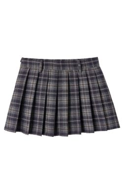 Dark Blue Plaid Pleated Skirt for Autumn & Winter - Mid-Low Waist, Lined, Punk Style, Niche Fashion, Trendy Layering Piece