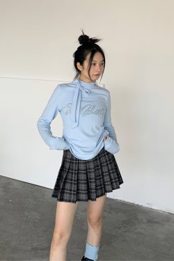 Dark Blue Plaid Pleated Skirt for Autumn & Winter - Mid-Low Waist, Lined, Punk Style, Niche Fashion, Trendy Layering Piece