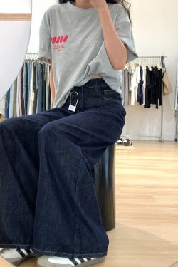 Dark Blue Wide-Leg Jeans for Plus-Size Women - 2025 Loose Fit, Flattering Casual Pants, Relaxed Style