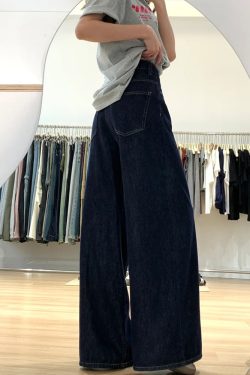 Dark Blue Wide-Leg Jeans for Plus-Size Women - 2025 Loose Fit, Flattering Casual Pants, Relaxed Style