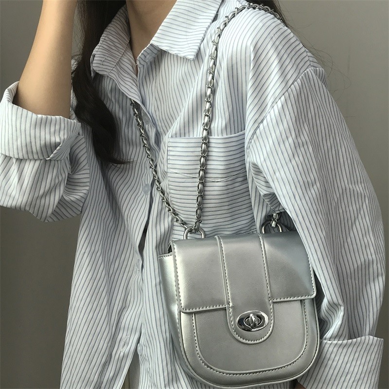 Dark Style Spicy Girl Chain Saddle Bag - 2024 Casual Fashion Small Crossbody Bag for Women, Trendy Y2K Look Dark Style Spicy Girl Chain Saddle Bag - 2024 Casual Fashion Small Crossbody Bag for Women, Trendy Y2K Look