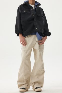 Deconstructed Patchwork Design Casual Pants for Men - 2025 Spring Collection Loose Wide-Leg Work Pants