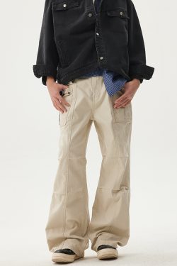 Deconstructed Patchwork Design Casual Pants for Men - 2025 Spring Collection Loose Wide-Leg Work Pants