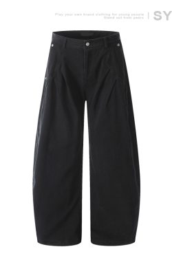 Deconstructed Tailored Casual Pants for Men and Women - Brown Rivet Design, Straight Loose Fit, Long Style, 90s Y2K Inspired
