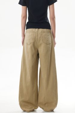 Deconstructed Vintage Work Pants for Men and Women - Retro Patchwork Khaki Curved Knife Design, American Style Fashion