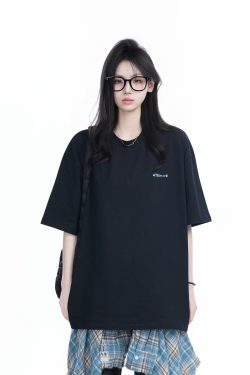 Deep Red Oversized Women’s T-Shirt with Round Neck, 