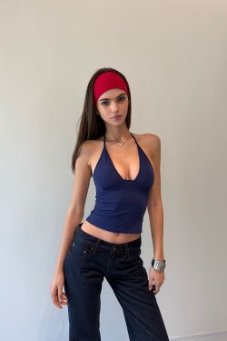 Deep V Neckline Waist-Cinching Vest - 5 Color Options, Neck-Hanging Design, Perfect for Y2K and 90s Inspired Styles