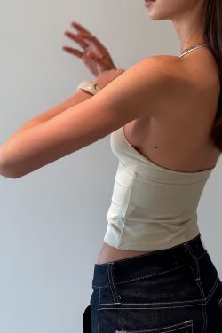 Deep V Neckline Waist-Cinching Vest - 5 Color Options, Neck-Hanging Design, Perfect for Y2K and 90s Inspired Styles