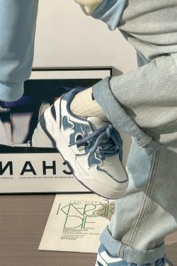 Denim Blue Board Shoes for Women - Trendy Thick-Soled Sneakers, Breathable Spring/Summer Sports Footwear