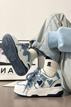 Denim Blue Board Shoes for Women - Trendy Thick-Soled Sneakers, Breathable Spring/Summer Sports Footwear