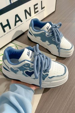 Denim Blue Board Shoes for Women - Trendy Thick-Soled Sneakers, Breathable Spring/Summer Sports Footwear