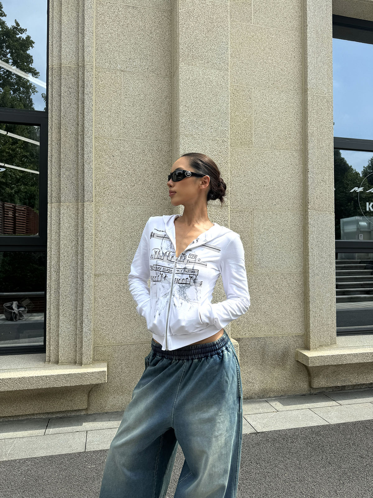 Denim Blue Wash Effect Loose Baggy Cuffed Sweatpants - Casual Y2K Style Fashion Bottoms for Effortless Comfort and Trendy Vibes Denim Blue Wash Effect Loose Baggy Cuffed Sweatpants - Casual Y2K Style Fashion Bottoms for Effortless Comfort and Trendy Vibes