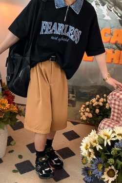 Denim Spliced Japanese Retro Short Sleeve Polo Shirt - Loose Fit Summer T-Shirt in Hong Kong Style, Perfect for 90s and Y2K Fashion