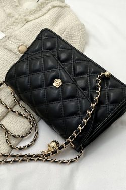 Diamond-Patterned Shoulder Bag for Women - Sweet Fashionable Underarm Crossbody Chain Bag, Elegant Style for Any Occasion