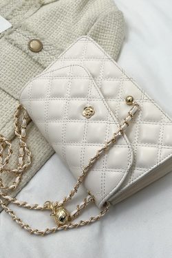 Diamond-Patterned Shoulder Bag for Women - Sweet Fashionable Underarm Crossbody Chain Bag, Elegant Style for Any Occasion