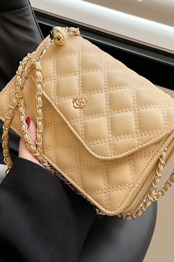 Diamond-Patterned Shoulder Bag for Women - Sweet Fashionable Underarm Crossbody Chain Bag, Elegant Style for Any Occasion