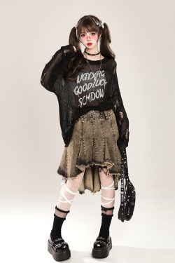 Distressed Hollow-Out Knitted Shirt for Women - American Style Loose Long Sleeve Sun Protection Cover-Up, Summer Lazy Trend