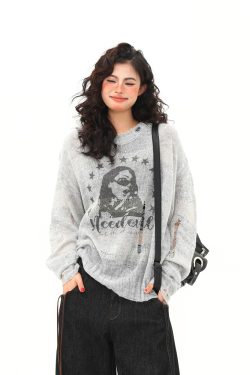 Distressed Hollowed-Out Long Sleeve Cover-Up Top for Women - Retro American Style Sun Protection Knitted Summer Fashion