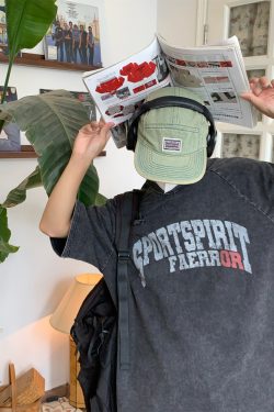 Distressed Letter Print Heavyweight Short Sleeve T-Shirt for Women - Casual Loose Round Neck Tee, Summer Vintage Style