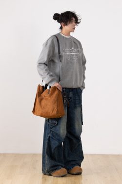 Distressed Straight Leg Retro Workwear Jeans for Men - Versatile Loose Fit Long Pants for Casual 90s Style