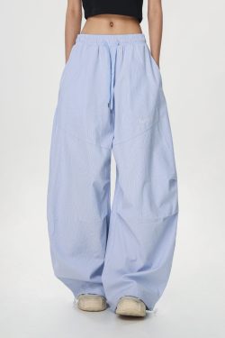 Dopamine Blue Wide-Leg Casual Pants for Women - Summer Loose Fit Dance & Jazz Style