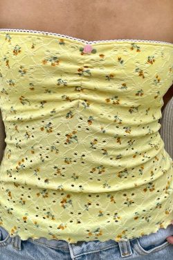 Dopamine Color Fresh Yellow A-Line Long Skirt for Girls with Butterfly Tie and Spliced Design - Y2K Inspired Fashion