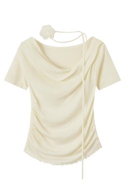 Dopamine Green Loose Short-Sleeve T-Shirt, Summer Knit Top for May Day Outings, Casual Style, Perfect for Photoshoots and Everyday Wear