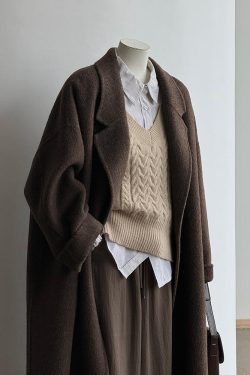 Double-Sided Cashmere Wool Coat for Women - 2024 Autumn Winter High-End Korean Style Petite Mid-Length Outerwear