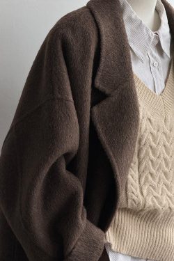 Double-Sided Cashmere Wool Coat for Women - 2024 Autumn Winter High-End Korean Style Petite Mid-Length Outerwear