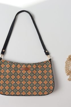 Double-Sided Floral Retro Underarm Bag with Beaded Strap, Vintage Chinese Style Hanfu Crossbody Bag, Unique Niche Design