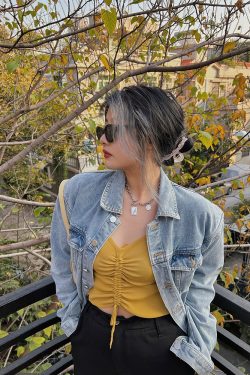 Drawstring Short Inner V-Neck Knitted Top - Pleated Sleeveless Slim-Fit Camisole for Women - Versatile Y2K Style