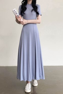 Elegant Black A-Line Long Dress with Half-High Collar, Spliced Ribbed Cotton, Slim Fit, Flattering Design for Spring and Summer