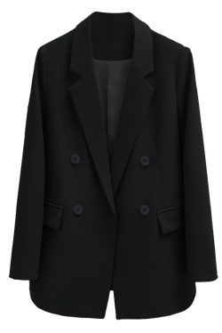 Elegant Black Suit Jacket for Women - Slim-Fit, Versatile Design for Autumn 2025, Perfect for Petite Sizes