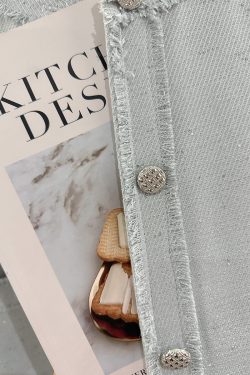 Elegant Blue Cool-Toned Women's Jacket - Small Fragrance Style Short Commuter Top for Spring and Autumn 2025 Fashion