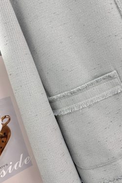 Elegant Blue Cool-Toned Women's Jacket - Small Fragrance Style Short Commuter Top for Spring and Autumn 2025 Fashion