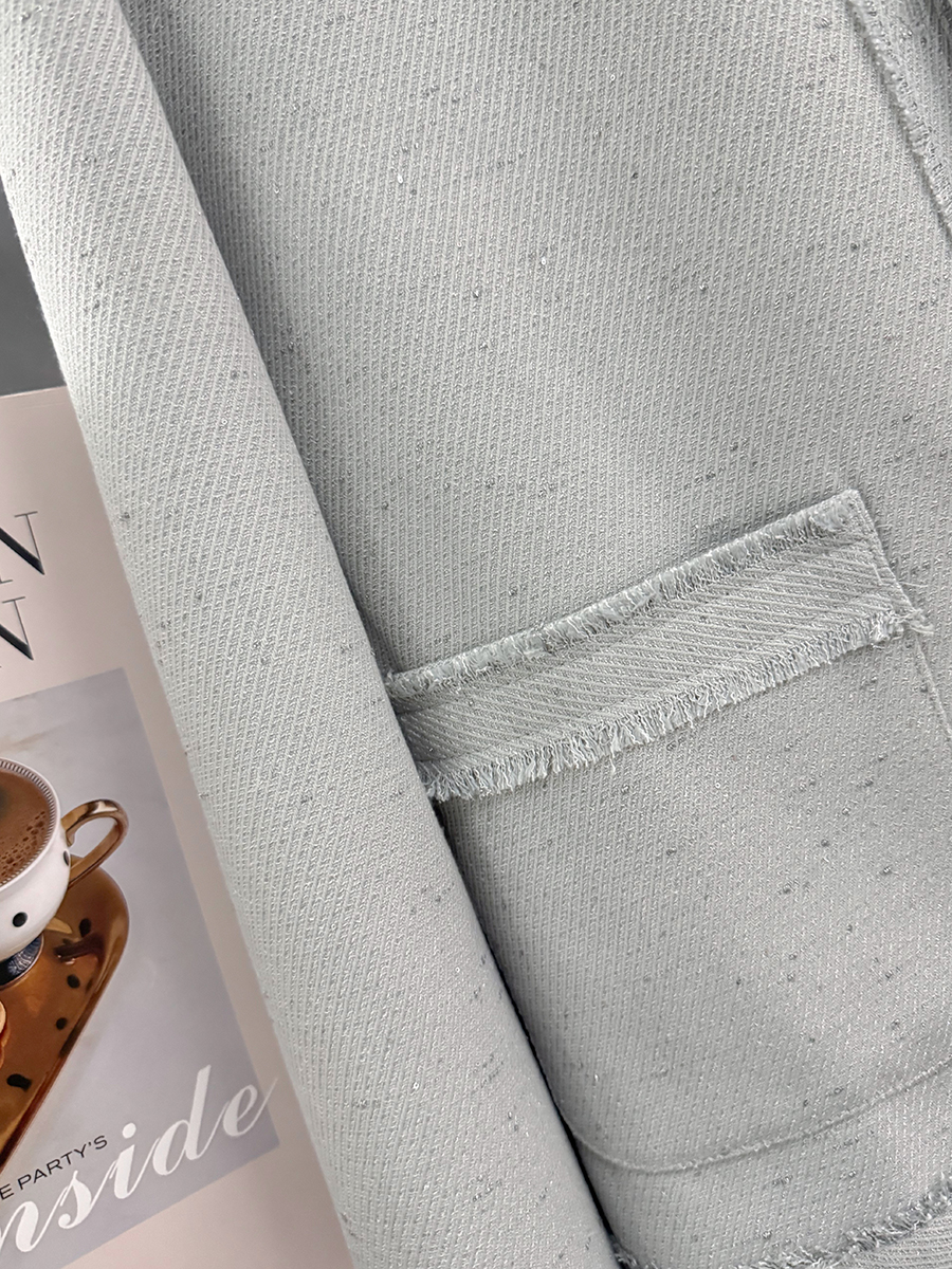 Elegant Blue Cool-Toned Women's Jacket - Small Fragrance Style Short Commuter Top for Spring and Autumn 2025 Fashion Elegant Blue Cool-Toned Women's Jacket - Small Fragrance Style Short Commuter Top for Spring and Autumn 2025 Fashion